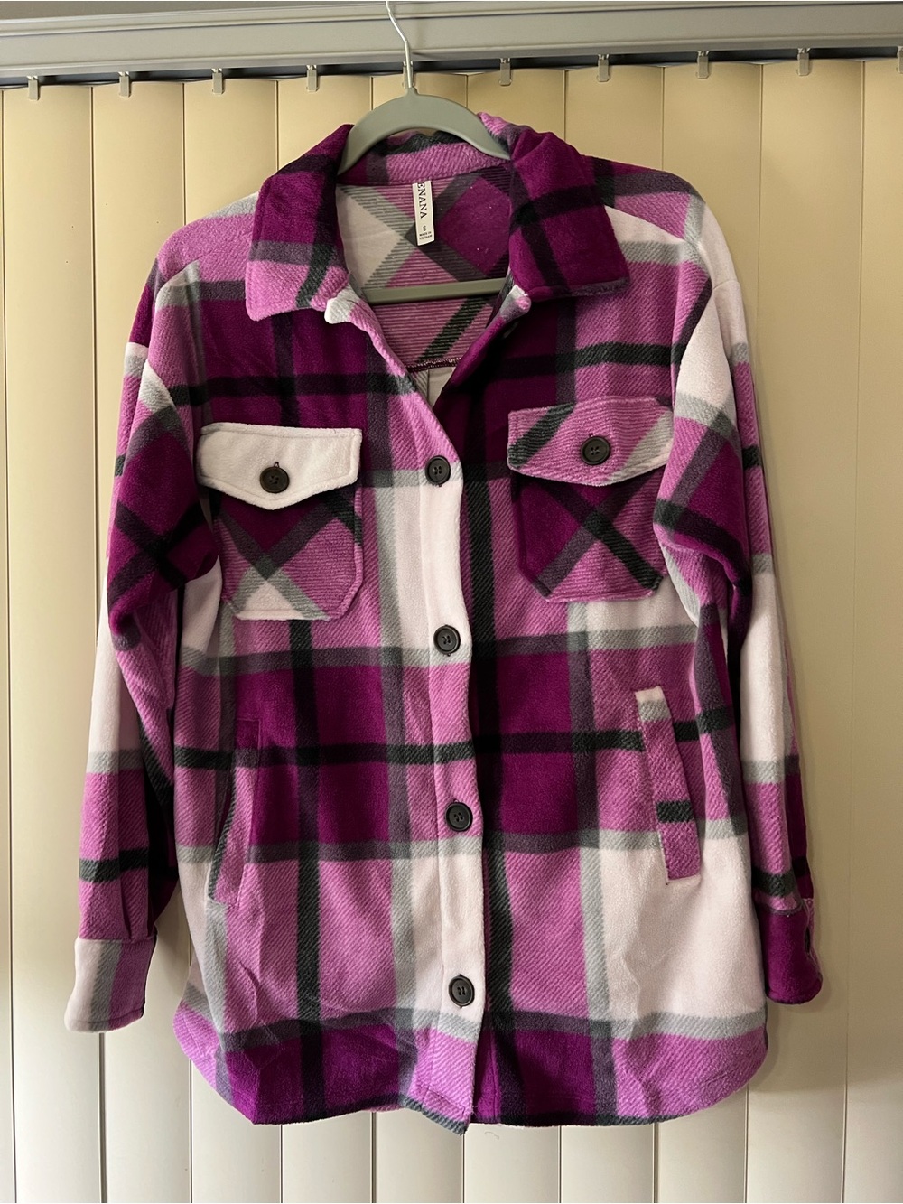 Zenana Outfitters Magenta & White Plaid Utility Jacket